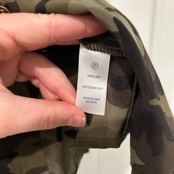 C Wonder Silk Camo Top with Gold Buttons - Picture 2 of 4